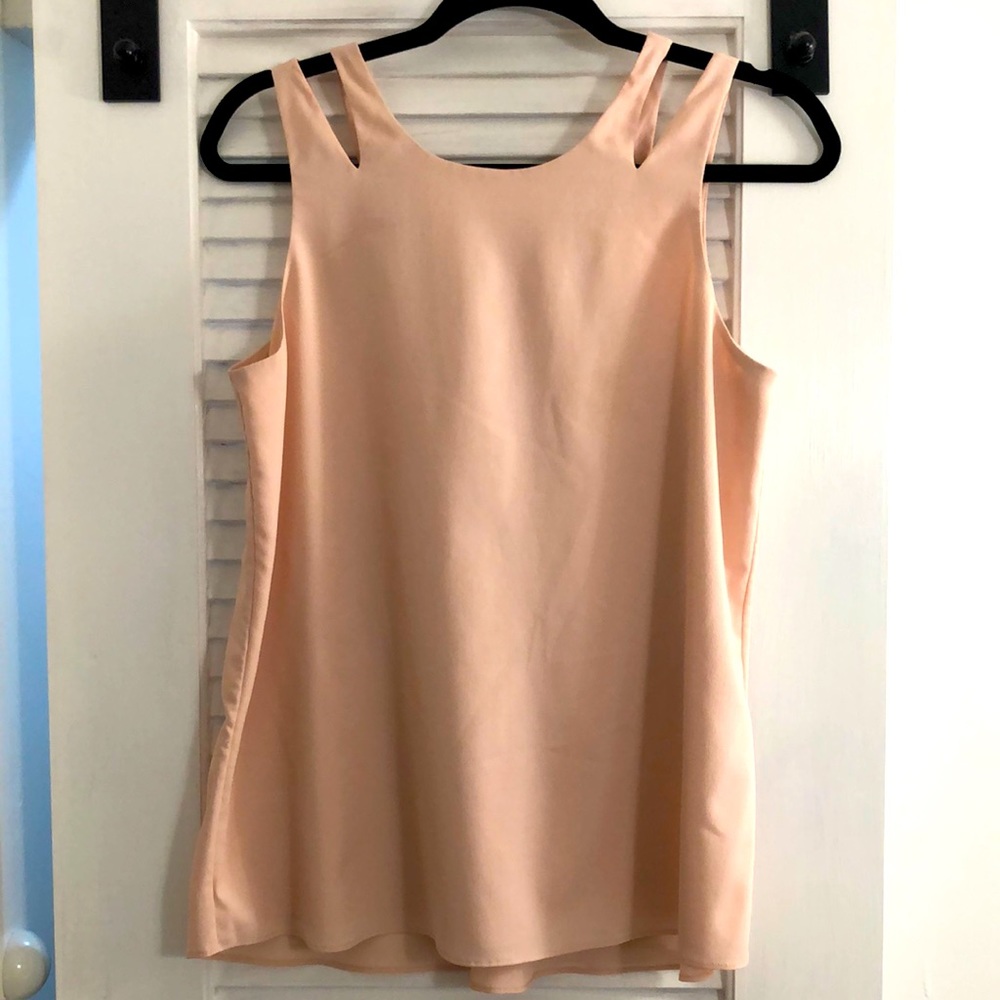 Banana Republic blush tank top, flared body, pleat in back, unique strap.
